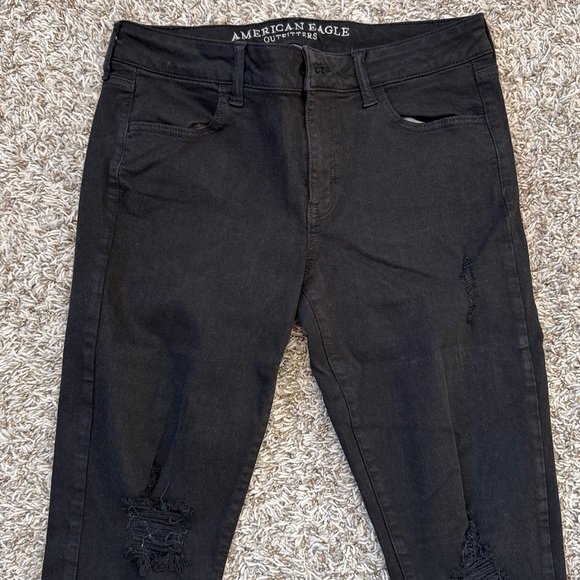 American Eagle Outfitters Skinny Jeans Distressed Black size 10 - Picture 3 of 12